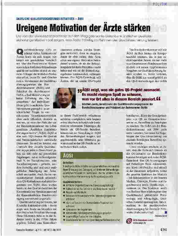 Vorschauseite 1: Ureigene Motivation der Ärzte stärken