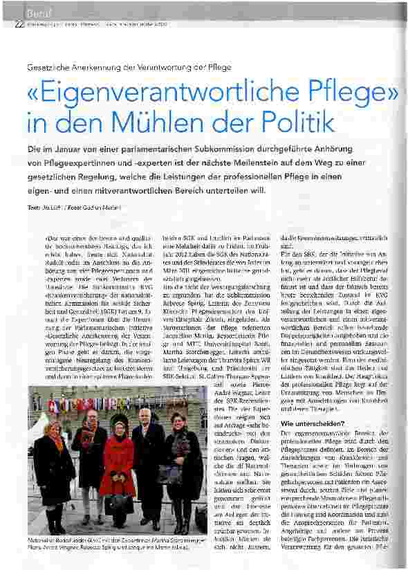 Vorschauseite 1: Eigenverantwortliche Pflege in den Mühlen der Politik