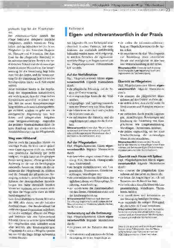 Vorschauseite 2: Eigenverantwortliche Pflege in den Mühlen der Politik