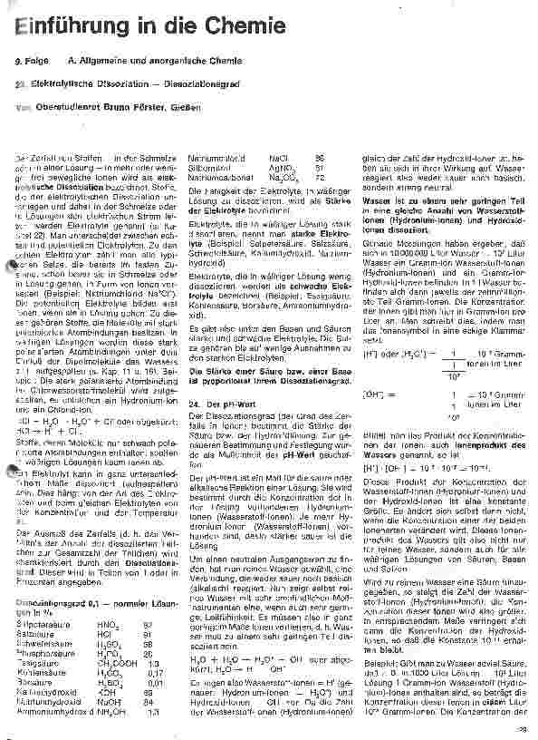 Vorschauseite 1: Einführung in die Chemie 9. Folge: A. Allgemeine und anorganische Chemie