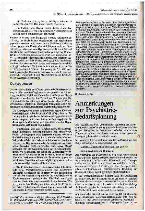 Vorschauseite 1: Anmerkungen zur Psychiatrie Bedarfsplanung