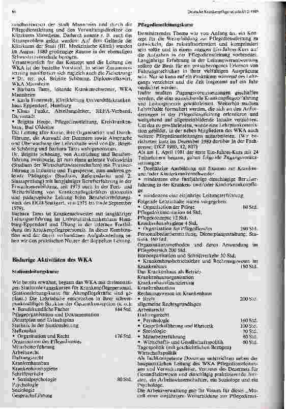 Vorschauseite 2: Weiterbildungsinstitut für Krankenund Altenpflege e. V. (WKA) Mannheim