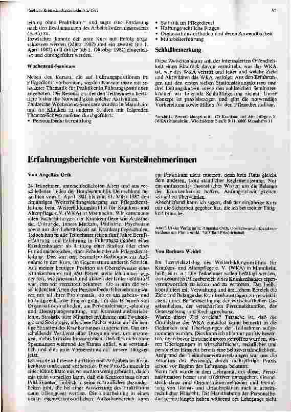 Vorschauseite 3: Weiterbildungsinstitut für Krankenund Altenpflege e. V. (WKA) Mannheim
