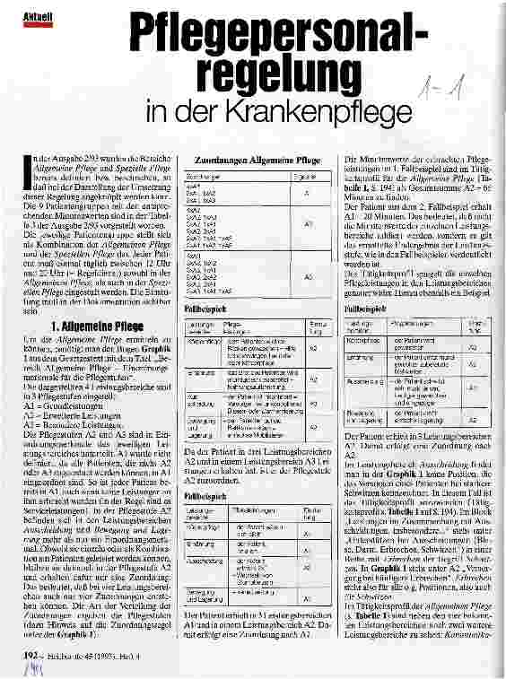 Vorschauseite 1: Pflegepersonalregelung in der Krankenpflege