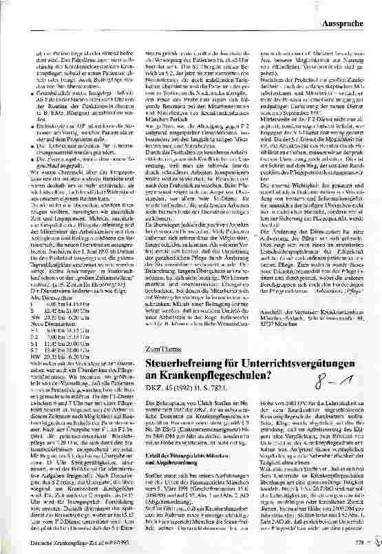 Vorschauseite 1: Steuerbefreiung für Unterrichtsvergütungen an Krankenpflegeschulen?