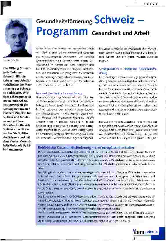 Vorschauseite 1: Gesundheitsförderung Schweiz - Programm Gesundheit und Arbeit