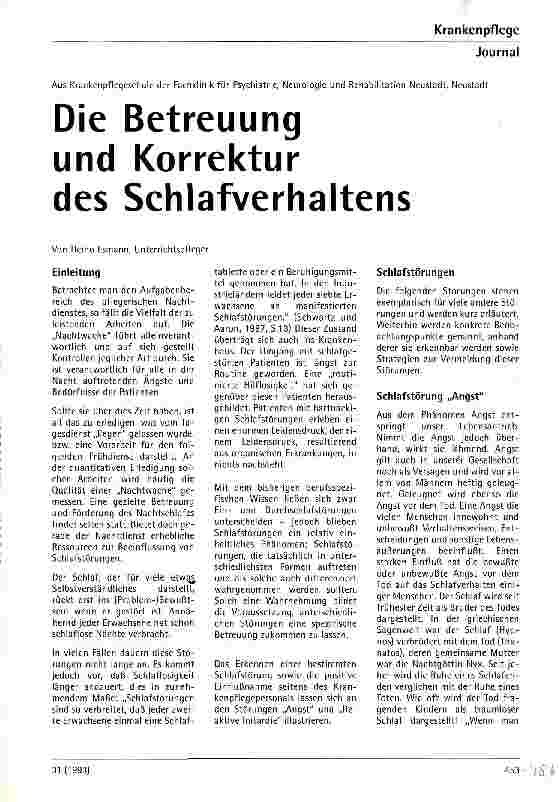 Vorschauseite 1: Die Betreuung und Korrektur des Schlafverhaltens