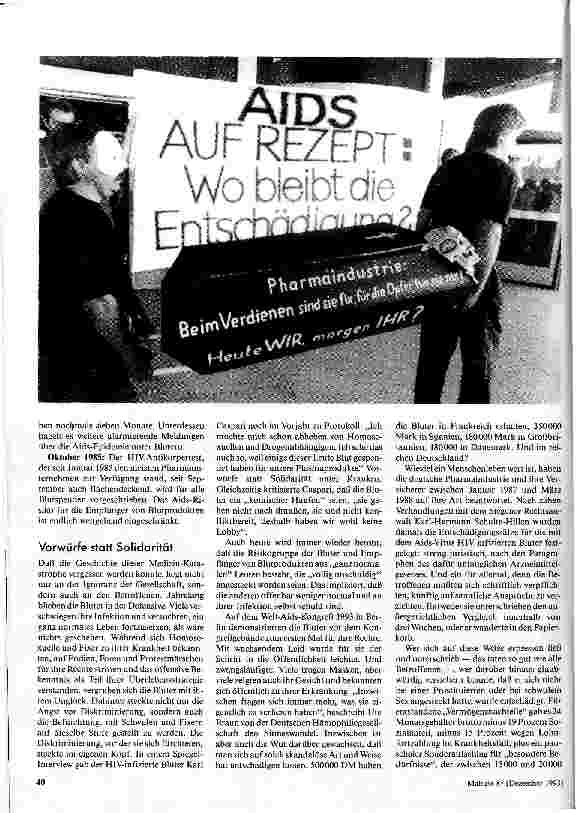 Vorschauseite 3: Vergessene Epidemie Eine Chronik zum Blut-Aids-Skandal