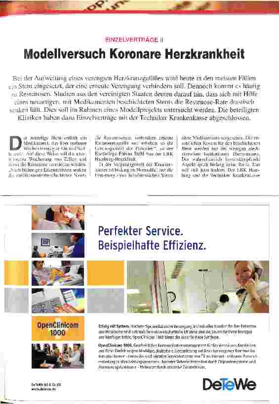 Vorschauseite 1: Einzelverträge : Modellversuch Koronare Herzkrankheit