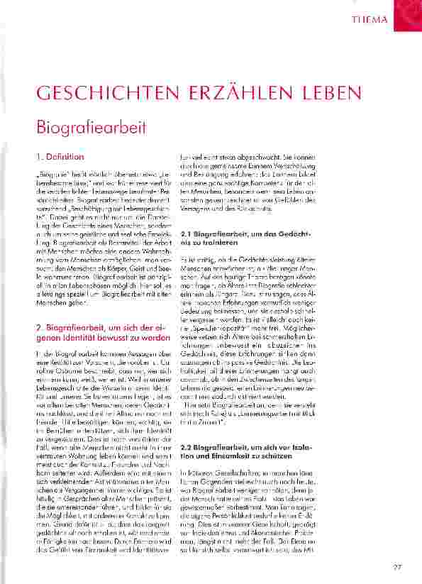 Vorschauseite 1: GESCHICHTEN ERZAHLEN LEBEN