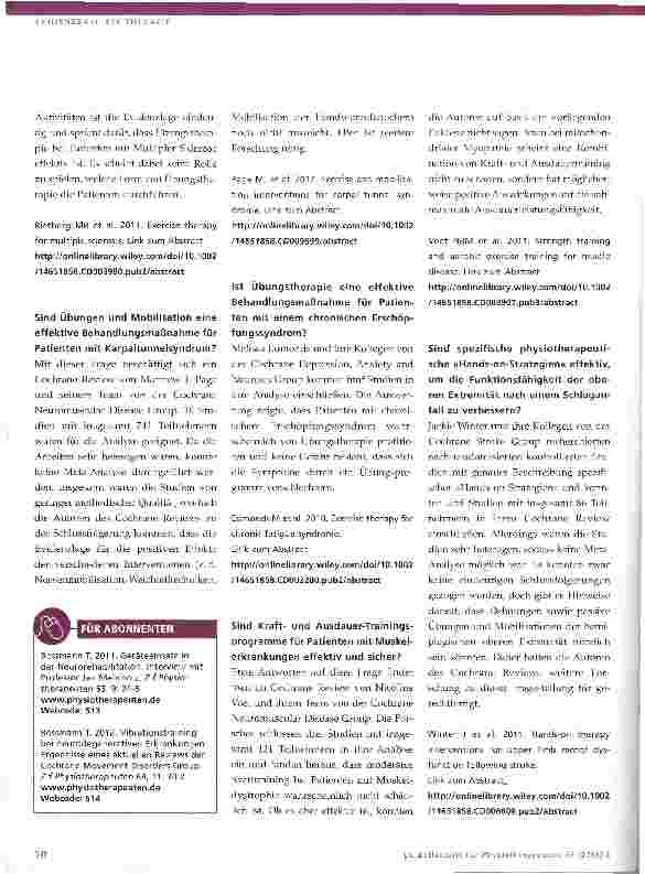 Vorschauseite 2: Cochrane Reviews - Erkenntnisse für die Praxis