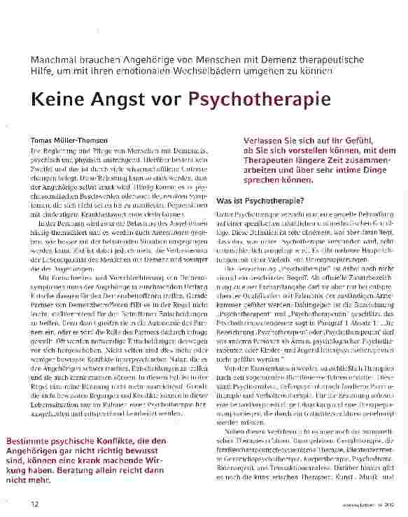 Vorschauseite 1: Keine Angst vor Psychotherapie
