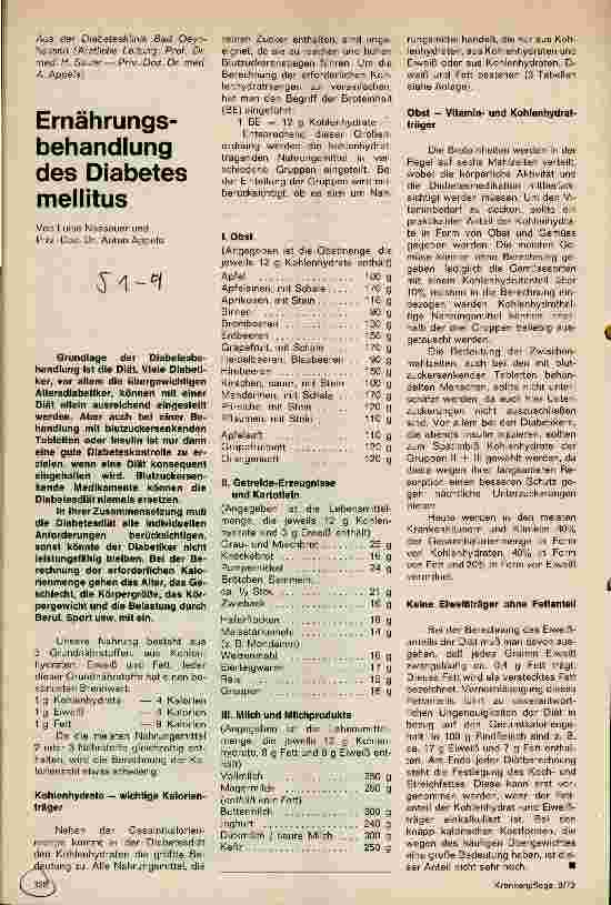 Vorschauseite 1: Ernährungsbehandlung des Diabetes mellitus