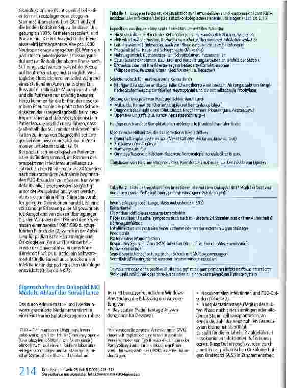 Vorschauseite 2: Surveillance nosokomialer Infektionen und FUO-Episoden in der pädiatrischen Onkologie mit dem Onkopäd NKI Modul