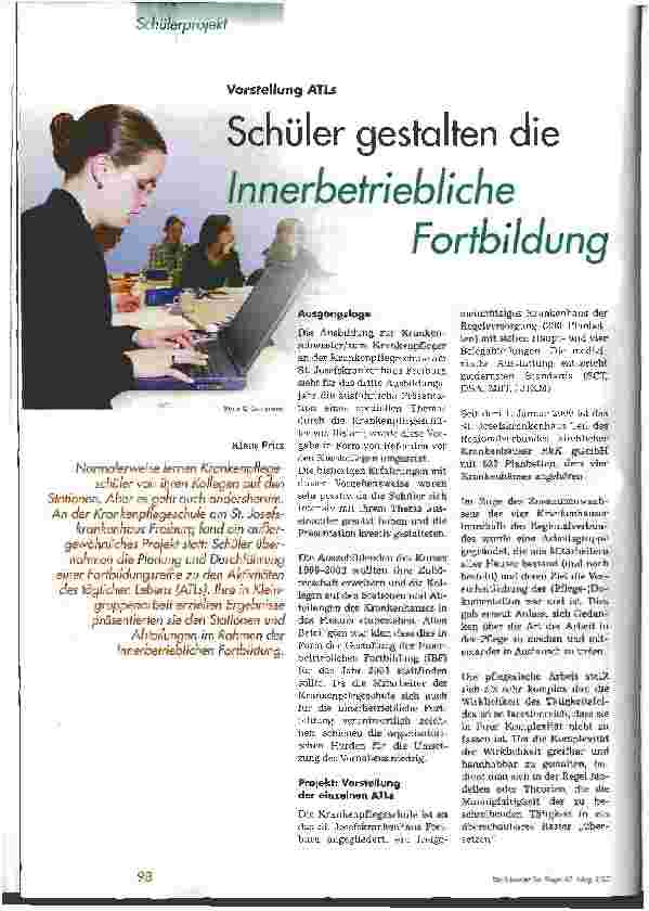 Vorschauseite 1: Schüler gestalten die Innerbetriebliche Fortbildung