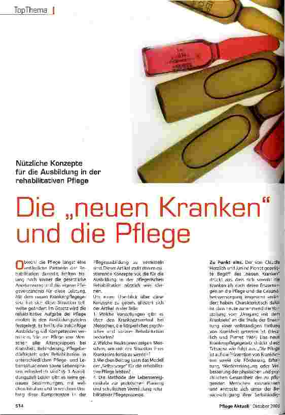Vorschauseite 1: Die neuen Kranken und die Pflege