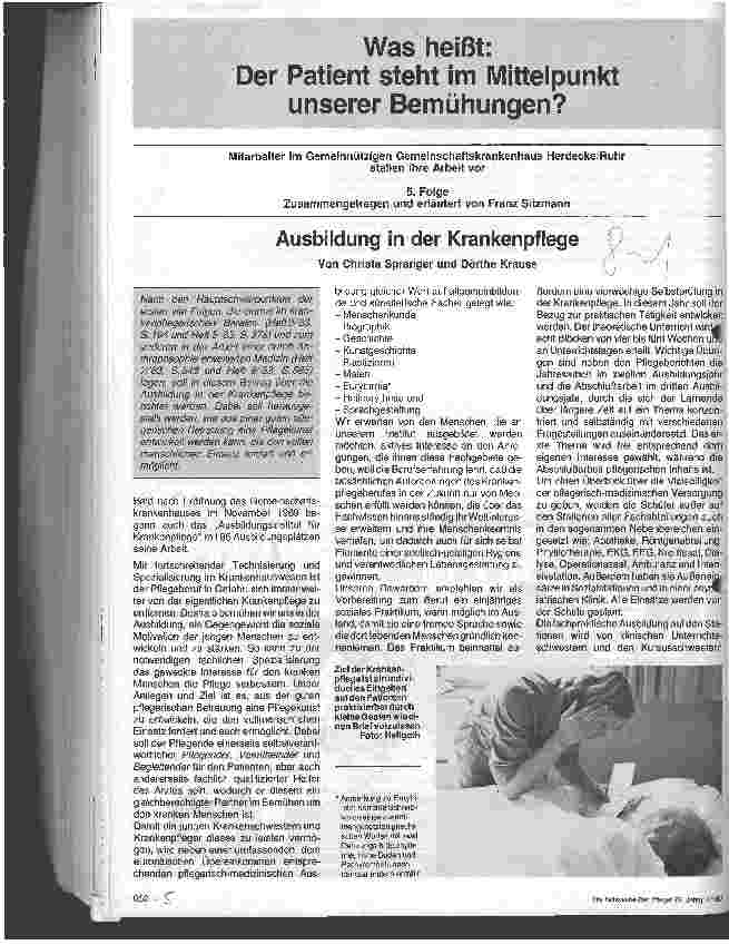 Vorschauseite 1: Ausbildung in der Krankenpflege