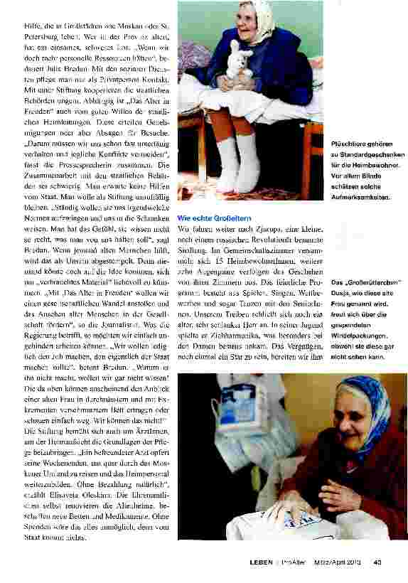 Vorschauseite 4: Das (russische) Alter in Freuden Eine Reportage von Daria Siverina