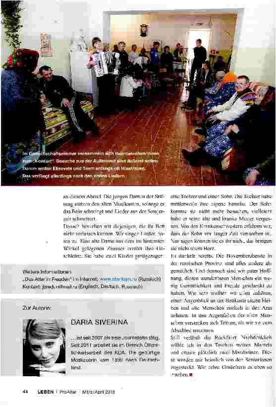 Vorschauseite 5: Das (russische) Alter in Freuden Eine Reportage von Daria Siverina
