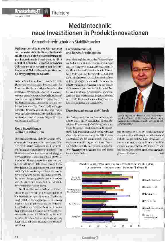 Vorschauseite 1: Medizintechnik: neue Investitionen in Produktinnovationen