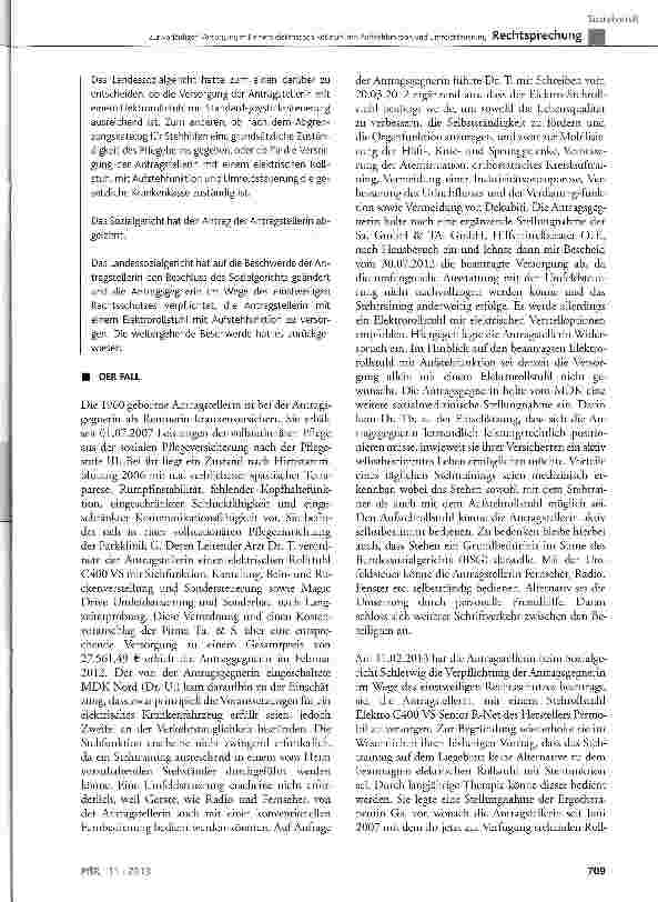Vorschauseite 2: Zur vorläufigen Versorgung mit einem elektrischen Rollstuhl mit Aufstehfunktion und Umfeldsteuerung SGBV§ 33 Abs. 1 Satz 2, § 86b