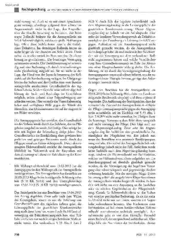 Vorschauseite 3: Zur vorläufigen Versorgung mit einem elektrischen Rollstuhl mit Aufstehfunktion und Umfeldsteuerung SGBV§ 33 Abs. 1 Satz 2, § 86b