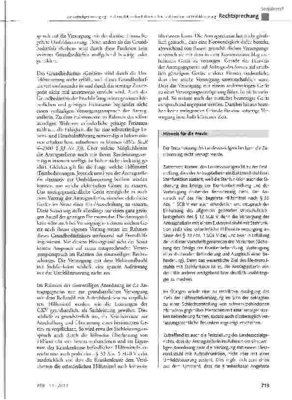 Vorschauseite 6: Zur vorläufigen Versorgung mit einem elektrischen Rollstuhl mit Aufstehfunktion und Umfeldsteuerung SGBV§ 33 Abs. 1 Satz 2, § 86b