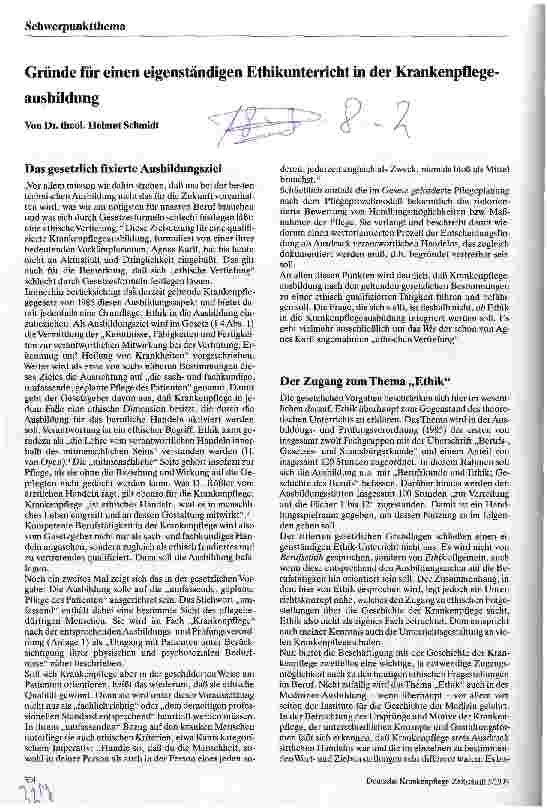 Vorschauseite 1: Die Vermittlung von Ethik Gründe für einen eigenständigen Ethikunterricht in der KrankenpflAusb.