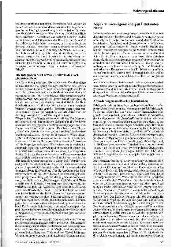 Vorschauseite 2: Die Vermittlung von Ethik Gründe für einen eigenständigen Ethikunterricht in der KrankenpflAusb.