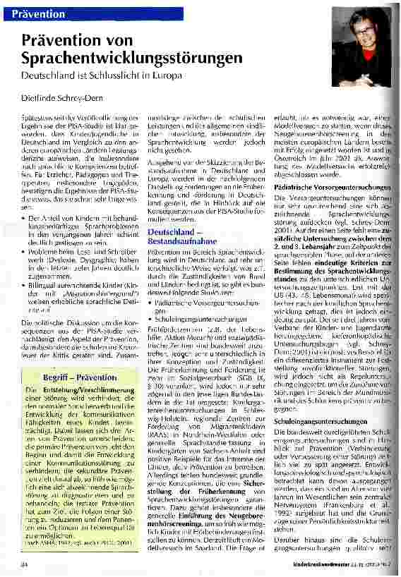 Vorschauseite 1: Prävention von Sprachentwicklungsstörungen
