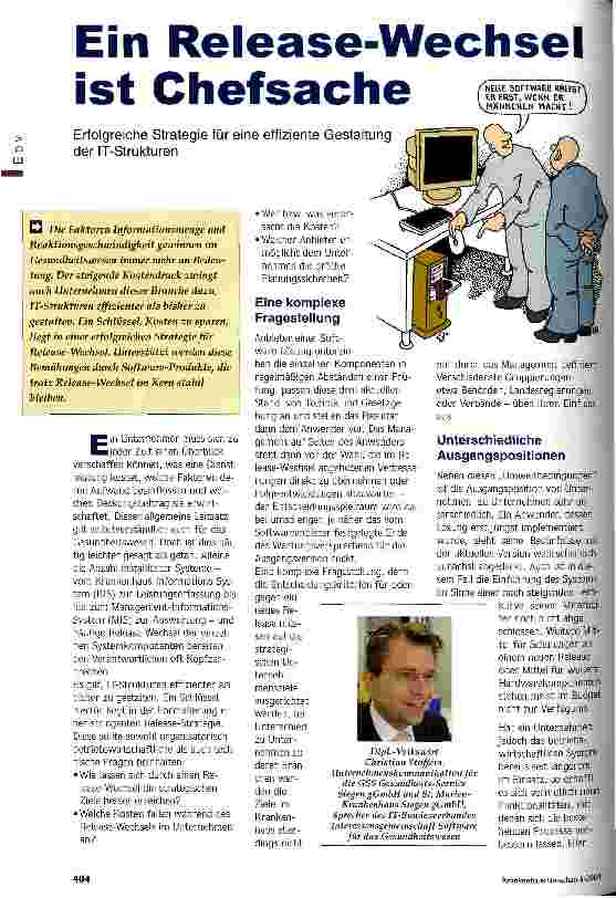 Vorschauseite 1: Ein Release-Wechsel ist Chefsache Erfolgreiche Strategie für eine effiziente Gestaltung der IT-Strukturen