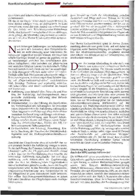 Vorschauseite 3: Das Medizinproduktegesetz und Risk-Management - aus der Sicht eines Haftpflicht-Versicherers