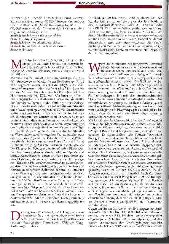 Vorschauseite 2: Kumulation von Pflegezulage für gelähmte Patienten und Intensivzulage