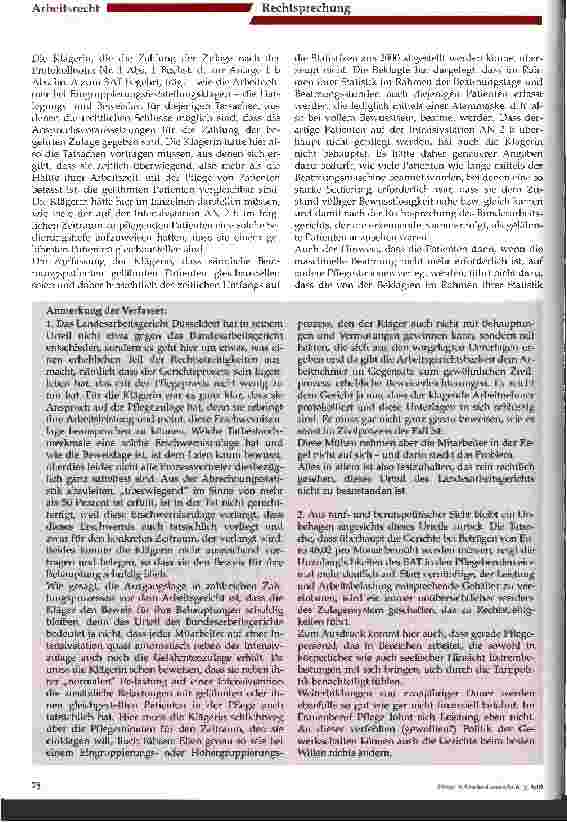 Vorschauseite 4: Kumulation von Pflegezulage für gelähmte Patienten und Intensivzulage