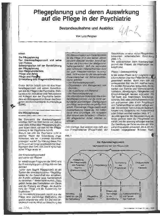 Vorschauseite 1: Pflegeplanung und deren Auswirkung auf die Pflege in der Psychiatrie