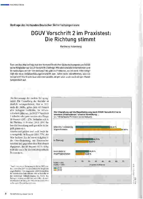 Vorschauseite 1: DGUVVorschrift 2 im Praxistest Die Richtung stimmt