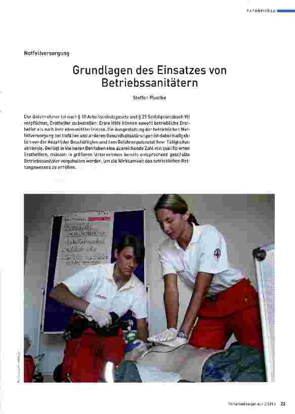 Vorschauseite 1: Grundlagen des Einsatzes von Betriebssanitätern