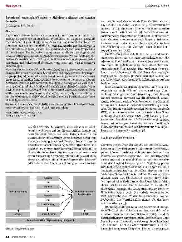 Vorschauseite 2: Verhaltensneurologische Störungen bei Alzheimerund vaskulärer Demenz