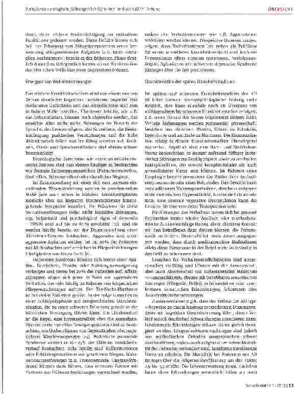 Vorschauseite 3: Verhaltensneurologische Störungen bei Alzheimerund vaskulärer Demenz