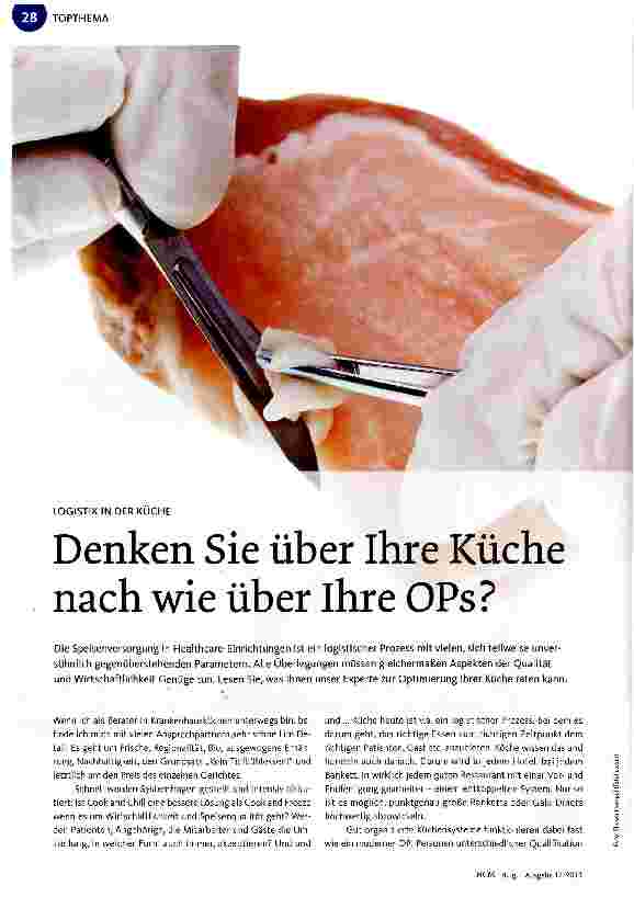 Vorschauseite 1: Denken Sie über Ihre Küche nach wie über Ihre OPs?