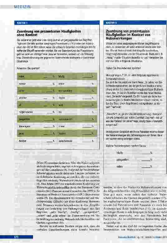 Vorschauseite 2: Verständnis von Nebenwirkungsrisiken im Beipackzettel