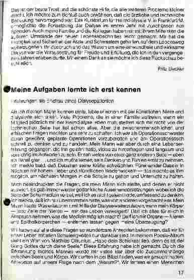 Vorschauseite 1: Meine Aufgaben lernte ich erst kennen Erfahrungen als Ehefrau eines Dialysepatienten