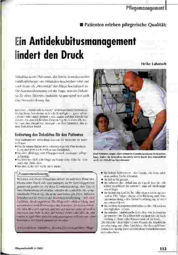 Vorschauseite 1: Ein Antidekubitusmanagement lindert den Druck