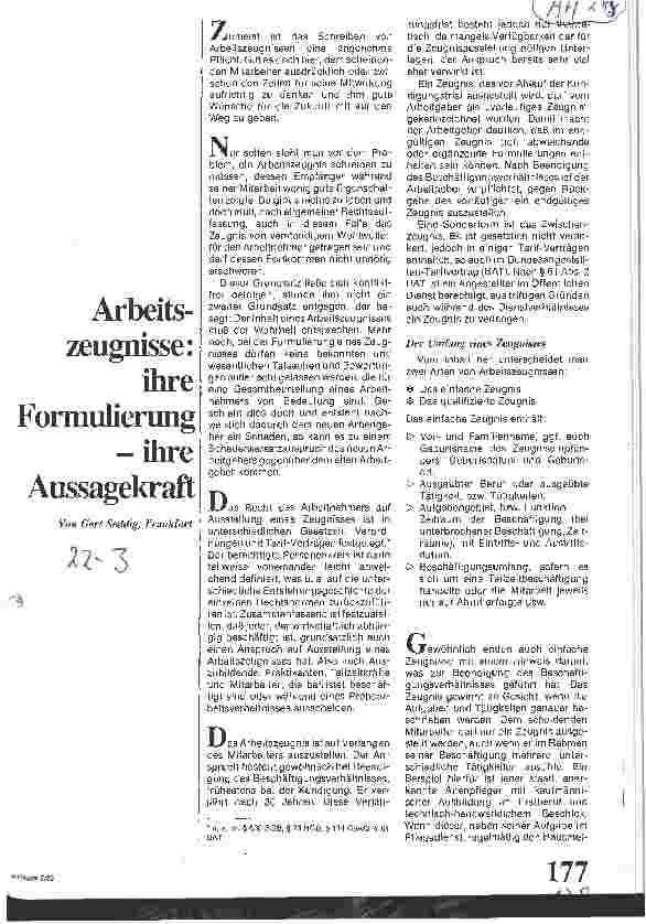Vorschauseite 1: Arbeitszeugnisse: ihre Formulierung - ihre Aussagekraft