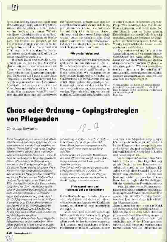 Vorschauseite 1: Chaos oder Ordnung - Copingstrategien von Pflegenden