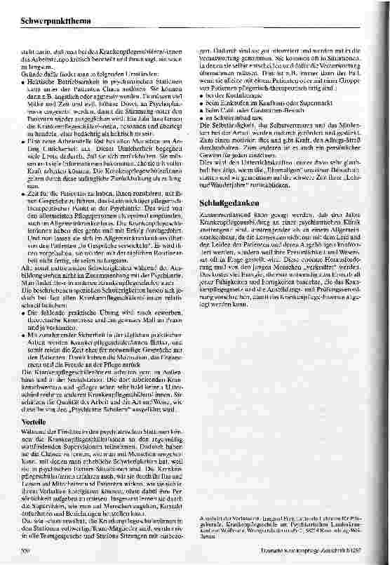 Vorschauseite 3: Ausbildung an einer Krankenpflegeschule, die einer psychiatrischen Klinik angegliedert ist