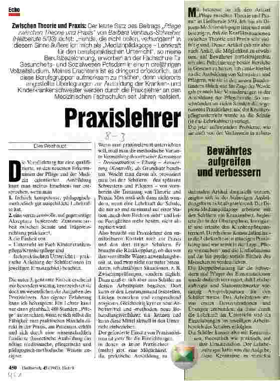 Vorschauseite 1: Praxislehrer Zwischen Theorie und Praxis