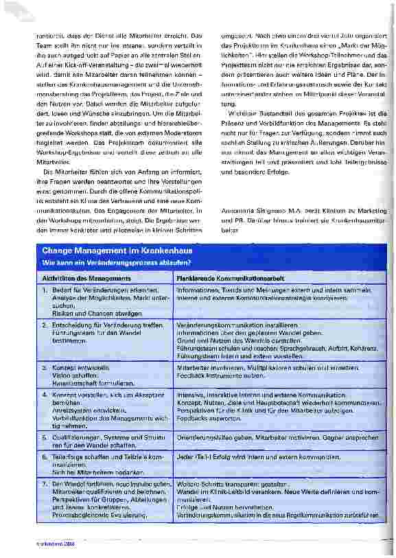 Vorschauseite 4: Change Management im Krankenhaus Interne Veränderungen müssen genau geplant und gut kommuniziert werden