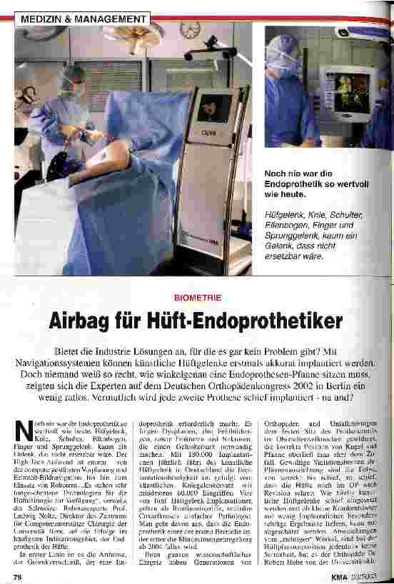 Vorschauseite 1: Airbag für Hüft-Endoprothetiker Biometrie