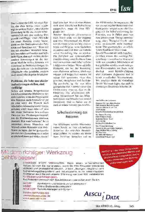 Vorschauseite 4: Klinisches Ethikkomitee und ethische Fallbesprechung Positive Erfahrung in den DRK Kliniken Berlin
